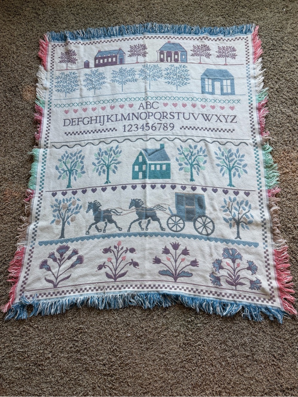 Vintage Alphabet & Numbers Throw